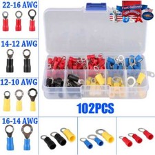 102Pcs Insulated Electrical Wire Splice Terminal Crimp / Ring Connector Kit NEW