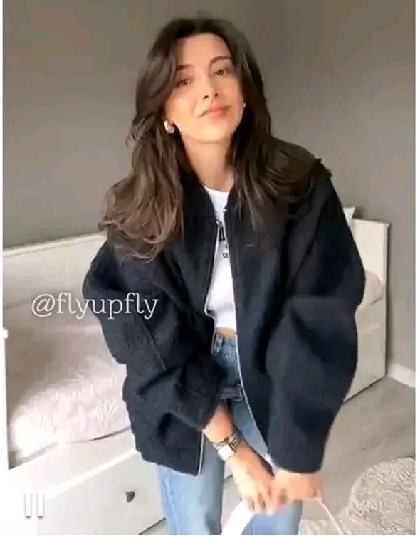 ZARA NEW WOMAN OVERSIZE BOMBER JACKET NAVY SIZE XS-S BOUCLE