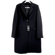 New Cinzia Rocca Women’s Size 12 100% Virgin Wool Long Trench Coat Black Italy