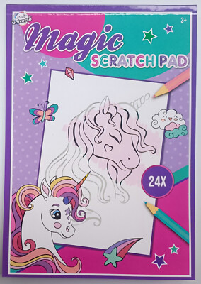 Magischer AusSchraffier Block Einhorn Regenbogen 24 Blatt Kreativ ab 3 Jahren