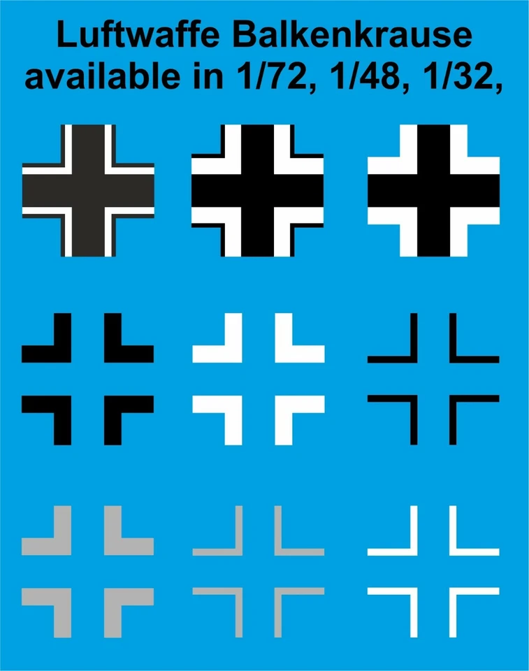 Fantasy Printshop WATER SLIDE  DECALS Luftwaffe Balkenkrause  800mm FP1103  1/72 - Image 2 of 3