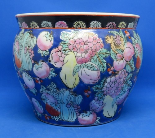 Chinese Cantonese blue glaze vintage Art Deco oriental antique plant pot planter - Picture 3 of 15