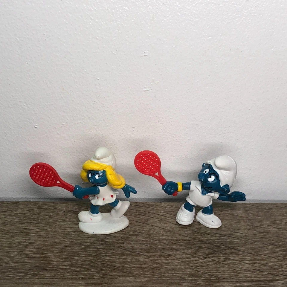 Lote De Colección Figuras Pitufos Schleich Años 70 Años 80 Pitufina Tenis PVC 2 Foto 2 de 4