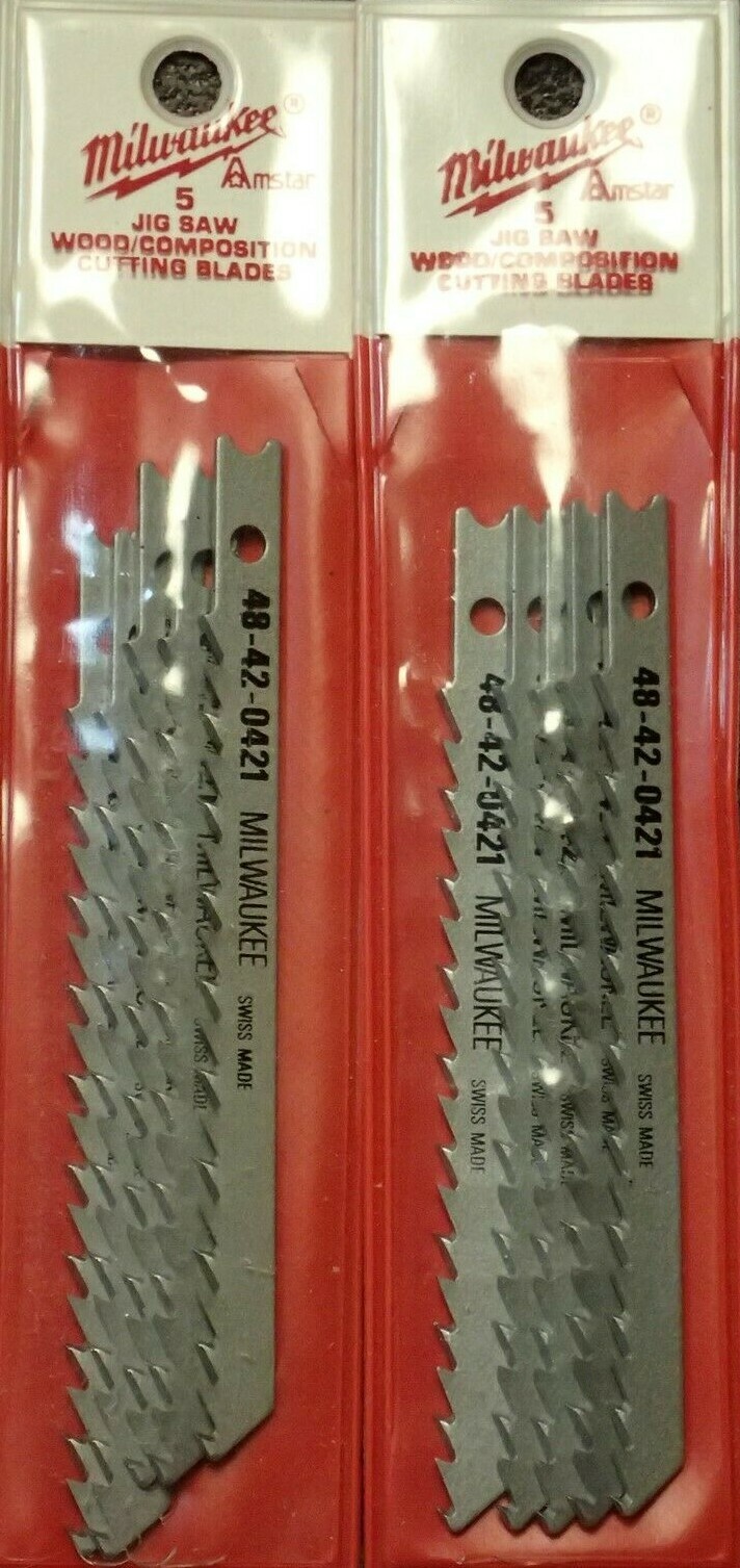 10-pc 48-42-0421 Milwaukee 6-T, 5/16" W Jig Saw Blades 3-5/8"L Wood (BN38)