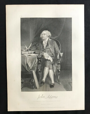 steel engraving Pres US 02 Adams John Cont Congress VP President #2 America 250