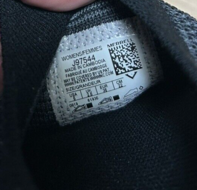 Women's Merrell Gridway Moc Hiking Shoes 5 Black Gray Knit Slip On