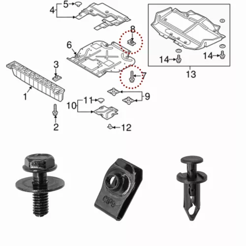 For Nissan Body Bolts & U-nut Clips M6 Engine Under Cover Splash Shield Guard - Bild 3 von 8