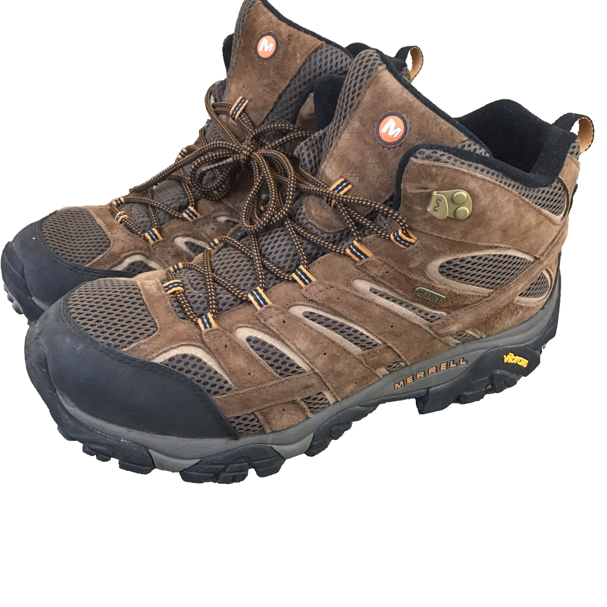 Merrell Men Moab Mid Waterproof sz 14 Hiking Boots Suede Vibram