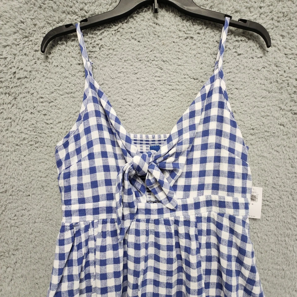 Top Babydoll Old Navy Y2K para mujer mediano a cuadros mezcla de lino campo NUEVO con etiqueta Foto 4 de 4