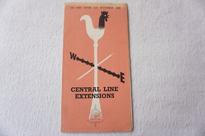 1948 Central Line Extensions Underground London Transport Tube Map Fahrplan