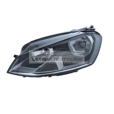 Headlight VW Golf Mk7 2012-2017 Black Inner Halogen Headlamp Passenger Side Left