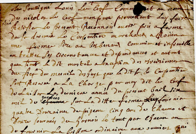 1728 Bail par LE CARPENTIER à LE CERF d'une ferme avec colombier dans l'Eure