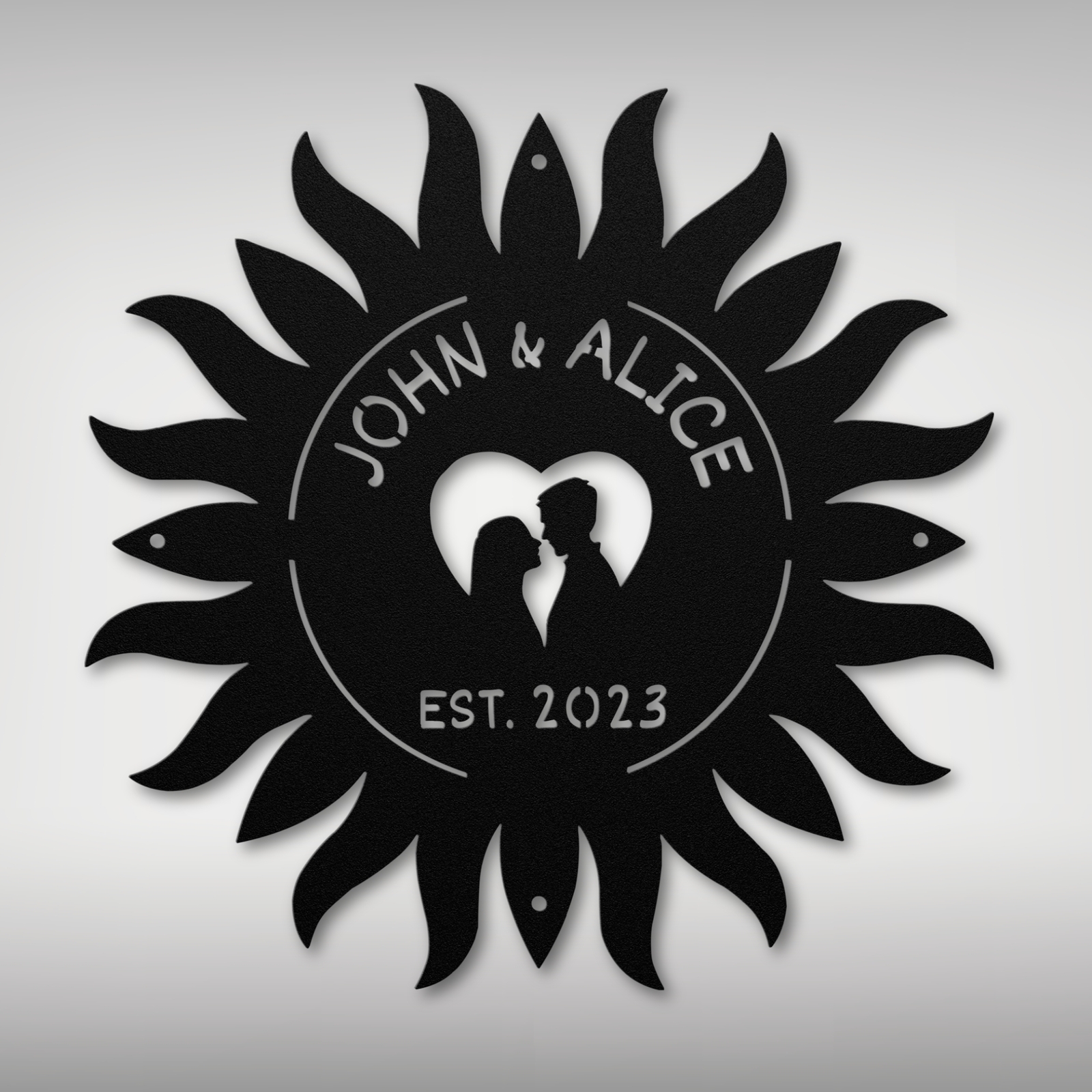 Personalized Sun Couple Names Metal Sign Custom Home Decor Gift for Couples