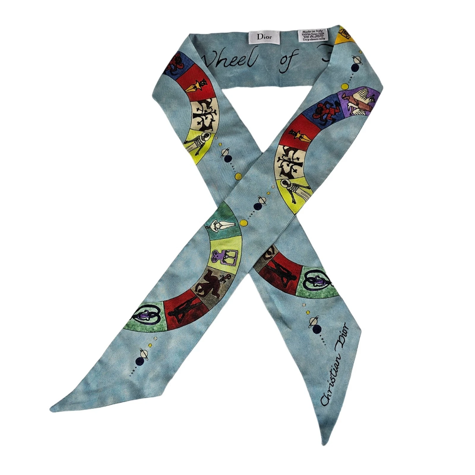 Foulard femme Dior Roue de la Fortune bleu 100% soie Mitzah