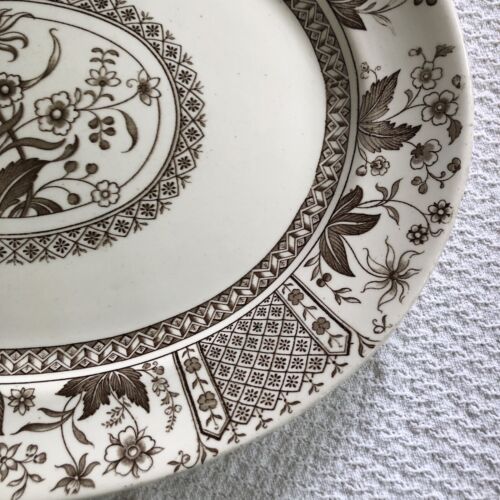 Sampson Hancock (S.H.) Norman Transferware Platter English Victorian, 18” Brown - Picture 8 of 13
