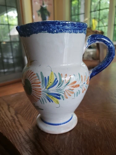 Early Henriot Quimper Fleuri Royal Milk Pitcher,  pre 1920 manufacture 