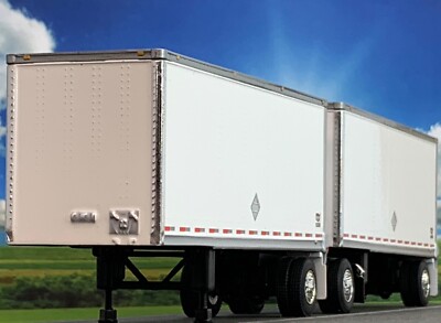 1/64 DCP WHITE 28' WABASH DRY VAN PUP TRAILER SET