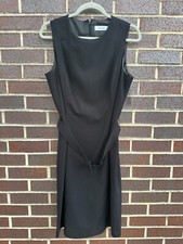 Calvin Klein Belted Sheath Dress Sleeveless Black Sz 10
