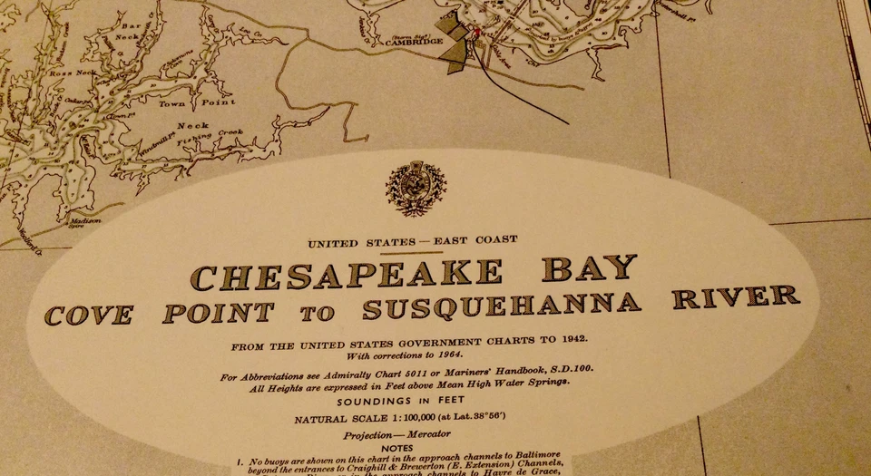 VINTAGE ADMIRALTY CHART. No.2856. CHESAPEAKE BAY, COVE POINT. 1944 Edition. - Image 2 of 4