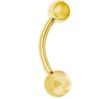 Bar Style SCREW ON OFF Polished Belly Ring Real Solid 14K Yellow Gold 14G