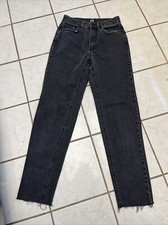 BDG URBAN OUTFITTERS Washed Black High Rise MOM Jeans w/ Frayed Hem Sz 25