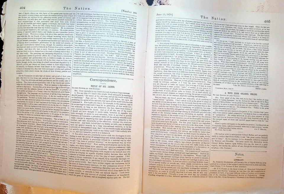 The Nation Magazine June 23 1870 Crispins Chinese Henry James - Image 3 of 3