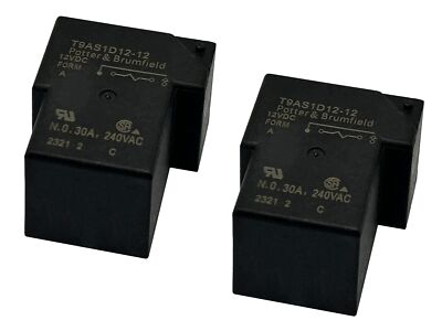 T9AS1D12-12 Set 0f 2 Power Relay 30A 240VDC 4 Pins for PC Board or Panel-Moun...