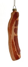 Slice Of Bacon Molded Glass Christmas Tree Ornament 7  x 1.25  x 0.75  Gift Idea