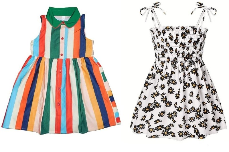 LOT of 2 SUMMER DRESSES NWT GIRLS 4 BOLD VIBRANT STRIPES & FLOWERS in FUN STYLES