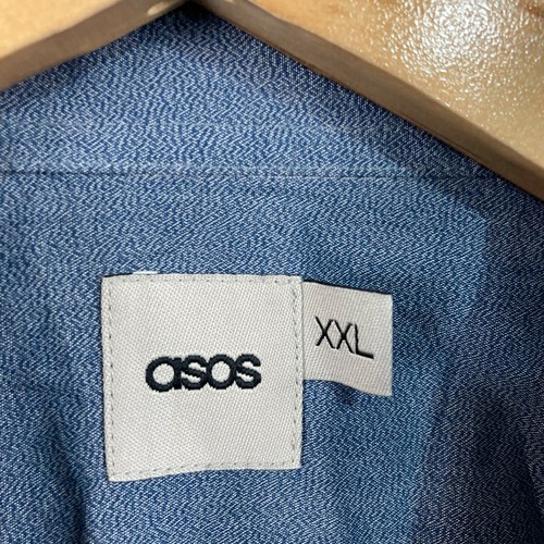 Asos Shirt Mens 2XL Grey Long Sleeve Collared Slim Cotton Button Up 9809 - Picture 4 of 12