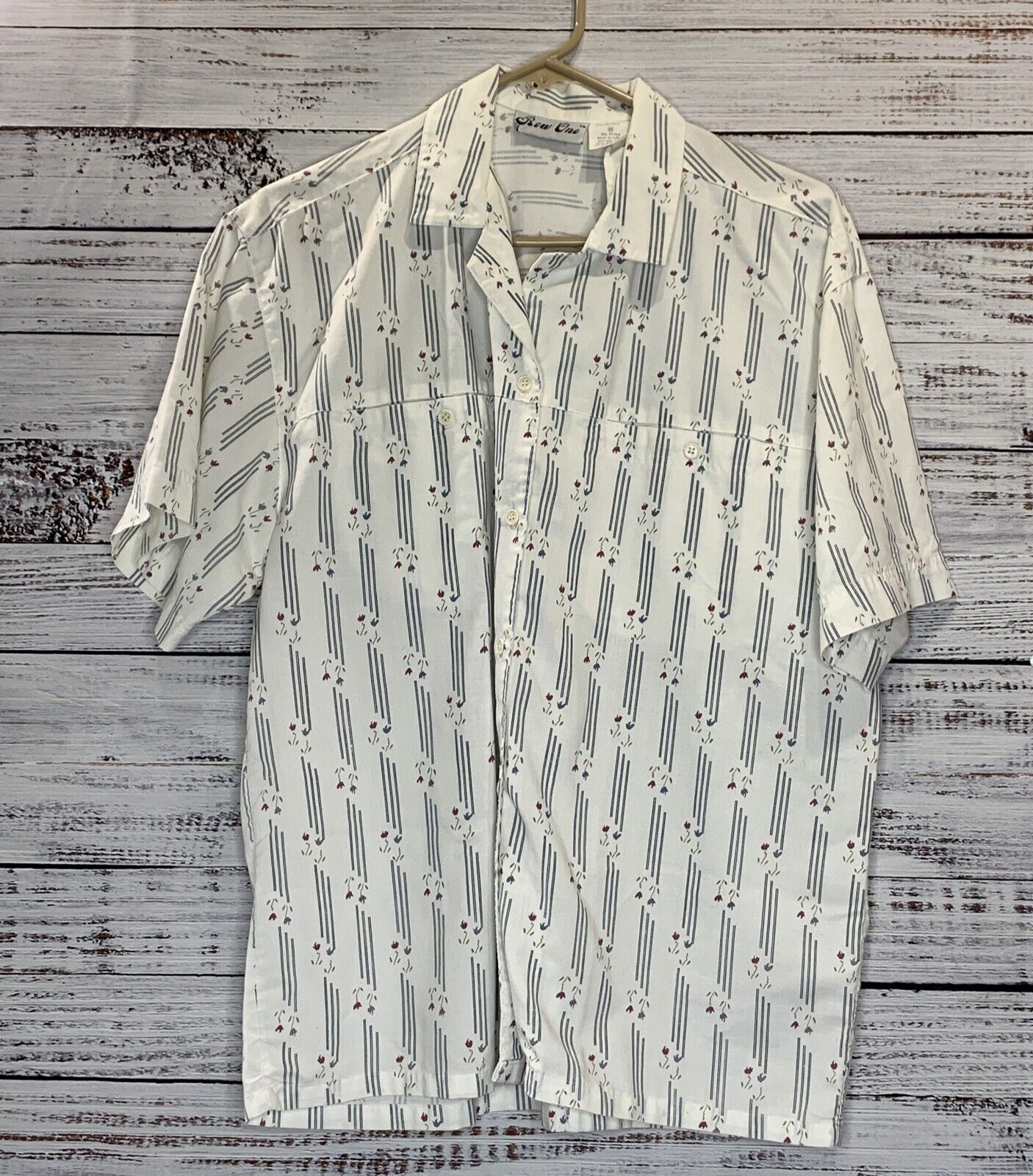 FILA Camicia da donna bianca floreale Row One taglia M manica corta con bottoni casual