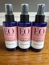 3 Essential Oils Organic Natural Deodorant ROSE & LEMON by EO Products 4 oz NEW