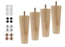 4pcs 6 Inch Wood Furniture Legs, Straight Conical Solid Wood Sofa Legs, Mid-C...