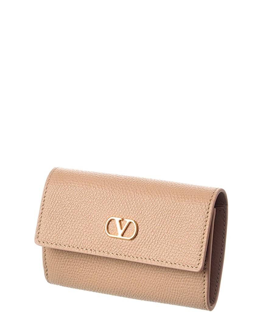 Valentino Vlogo Leather Card Case Womens Brown 77190₽