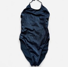Vintage Sun Streak by Newport News Size 8 Black Metallic One Piece Swimsuit