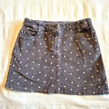 Mini Boden girls size 9-10 years gray corduroy skirt pockets star print GUC