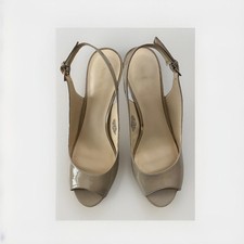 NINE WEST Beige Patent Leather Sling Back Shoes Women’s Size 9 M Preowned