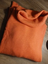 Bartolini Womens Turtleneck Sweater Coral Orange Wool & Cashmere Italy Large L