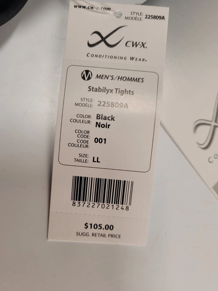 CW-X Stabilyx Joint Support Compression Tights (Black) Men's Workout L - 225809A - Image 4 of 4