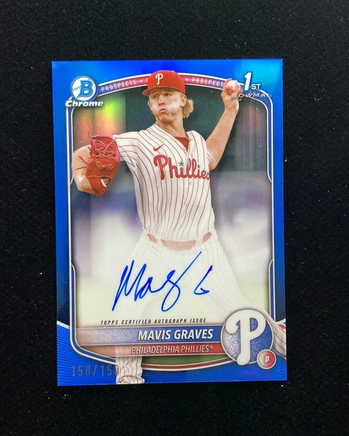 2025 Topps Bowman Chrome Blue #CPA-MG Mavis Graves 1st Auto 150/150 Phillies HD