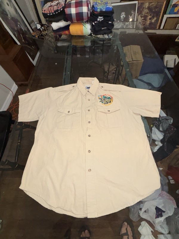 Vintage Disney Animal Kingdom Cast Expedition Safari Shirt Men’s L Made In USA 