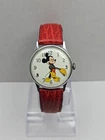 Vintage Ingersoll By Timex Mickey Mouse Wind Up Watch 30101 WDP Red Leather Mens