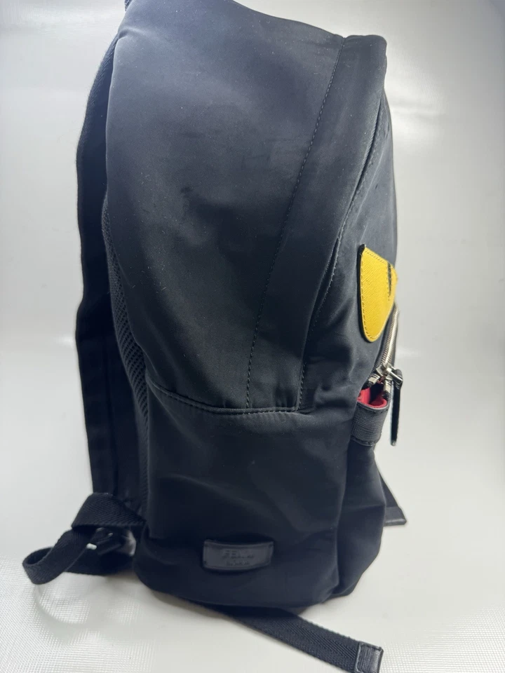 FENDI Monster Eyes Backpack Black Nylon Leather Trim Authentic Designer Bag - Image 4 of 4