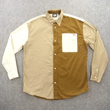 Reclaimed Vintage Shirt Mens Small Beige Brown Oversized Color Block Streetwear