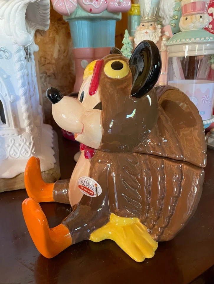 Disney Mickey Mouse Turkey Thanksgiving Ceramic Cookie Jar New with Tags Fall - Image 2 of 4