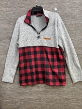Simply Southern Fleece Pullover Jacket Womens XXL Grey Red Plaid Buffalo Check