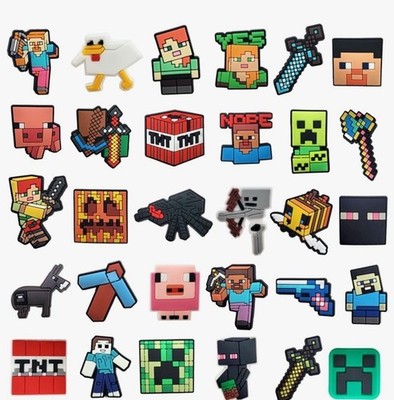 Pixel Themed Shoe Charms for Clog Sandals 30pc, Gamers Croc Party Favors