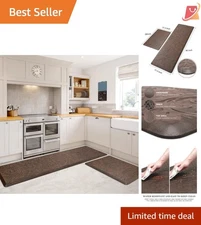 Cushioned Waterproof Kitchen Floor Mats, 2-Pack Non-Slip Ergonomic Rug 17.3"x28"