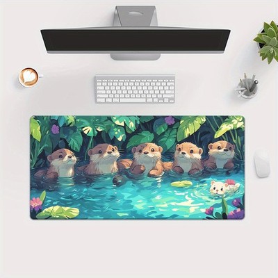 40*90cm1pc Otter HD Printed XXL Mouse Pad - Vibrant Rubber Desk Mat for Gaming &