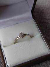 White Gold Diamond Cluster Ring Size M – Hallmarked Engagement/Dress Ring